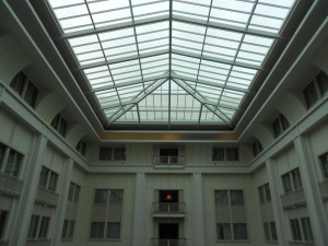 Gorgeous ceiling dome window allowing natural light to permeate the entire hotel