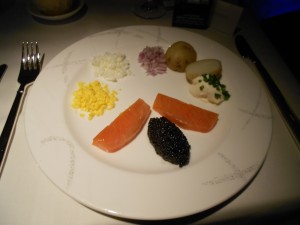 Caviar and fine smoked salmon starter