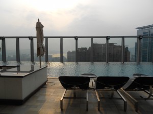 A peak at the roof-top infinity pool at 7 am.