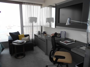 TV, desk, & lounge chair