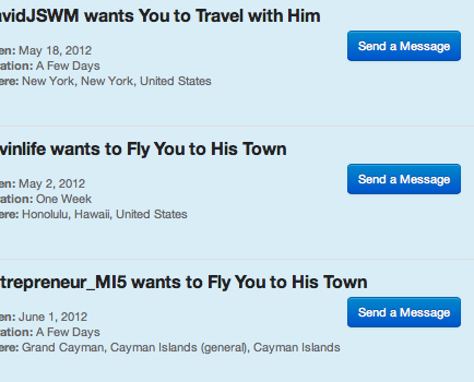Some of my trip proposals on MissTravel