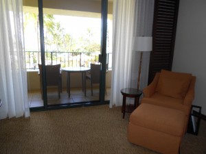 The sitting area/balcony inside of our room.