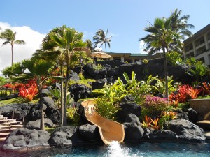 The water slide at the Grand Hyatt Kauai