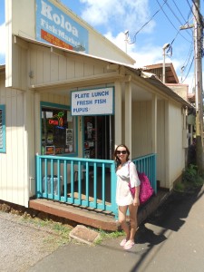 Me in front of the Koloa Fish Market in Kauai