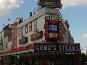 Mom and I both agreed that Geno's made the better steak, but the guys all voted for Pat's.