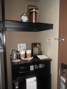 In-room coffee, minibar, and safe.
